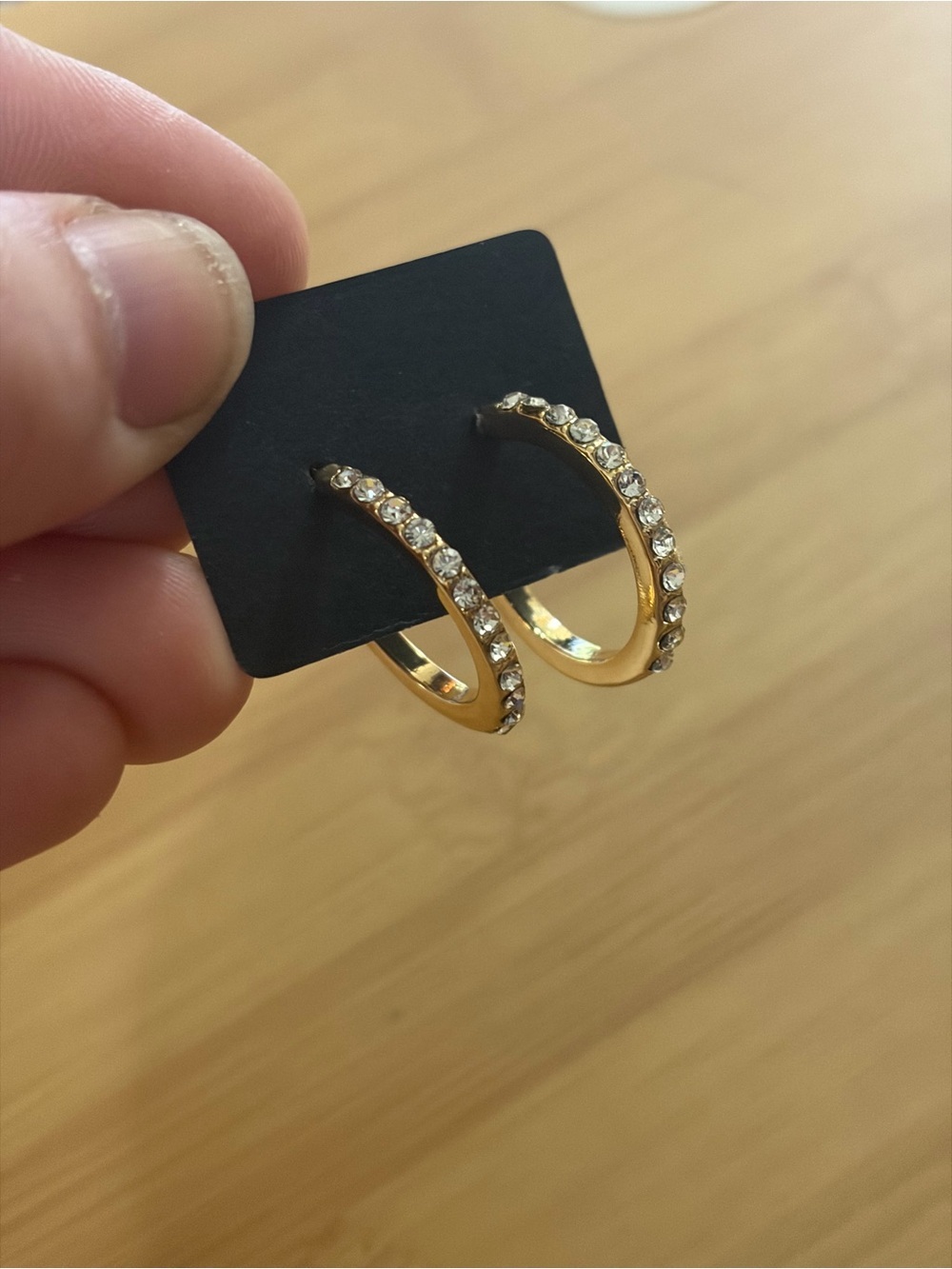Gold Crystal-Embellished Hoop Earrings